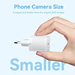Зарядний пристрій 1xUSB-C 20W GaN+USB-C cable М-М Білий Vention - мініатюра 7