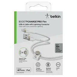 Кабель Belkin USB-A > Lightning заряджання/синхронізації 1м, плетений, силіконовий, з ремінцем на ма teh0013716 - мініатюра 3