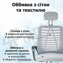 Крісло комп'ютерне 4Points Crystal сітчаста тканина, чорна металева основа