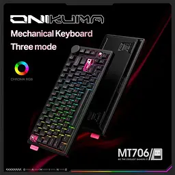 Клавіатура Onikuma ігрова бездротова для ігор з RGB підсвіткою та 3 режимами підключення до 600 годин роботи чорний - мініатюра 2