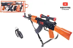 Іграшковий автомат механічний тріскачка Калаш Джек 810 Golden Gun - мініатюра 2