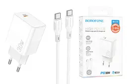 Зарядний пристрій швидкий 30 Вт Borofone ba77a Insightful PD QC 30 W з кабелем Type-C - мініатюра 3