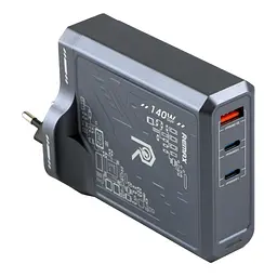 Зарядний пристрій - блок живлення Remax RP-U106 140W (3 виходи 1 USB+2Type-C) чорний RP-U106-bk - мініатюра 2