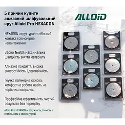 Круг алмазний Alloid Building Tools Hexagon шліфувальний на липучці 100 мм зерно 200 (DD-63388) - мініатюра 8