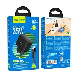 Адаптер мережевий HOCO Type-C to Lightning Cable Triumph charger set N29 35 W чорний - мініатюра 4