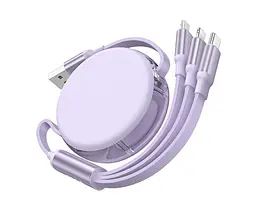Кабель 3 - в - 1 потрійна рулетка Hoco X78 3 in 1 USB to Lightning + Type-C + MicroUSB - мініатюра 1