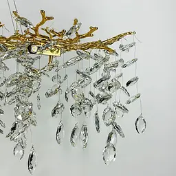 Видовжена золота люстра DIAMINA з кришталевим камінням у корпусі 120 см | Арт. 33007-L1200*400 GD | Line F - мініатюра 6