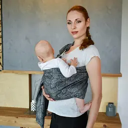 Жакардовий слінг з кільцями для малюків 0 - 36 місяців Coolbabka Leaf Сірий