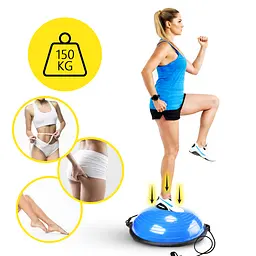 Балансувальна платформа (півсфера) Cornix Bosu Ball 58 см з еспандерами Blue XR-0457 - мініатюра 7