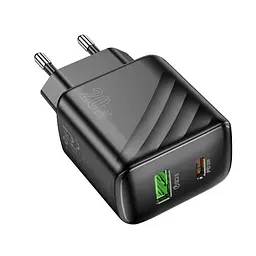 Блок живлення Hoco CS25a 25W зарядний пристрій адаптер 2 порти USB-C + USB-A чорний
