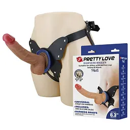 Страпон Pretty Love Harness Briefs Wells 6.3", 20.6 см (тілесний)