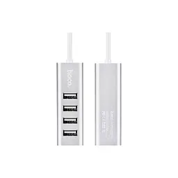 Концентратор HOCO USB 2.0 to 4xUSB Line machine HB1 Silver (6957531038146) - мініатюра 4