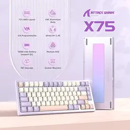Клавіатура Attack Shark X75 RGB Kailh MX Crystal Switches Wireless (AS-6972792471464-TP-UA) Twilight Purple (G-000004025) - мініатюра 3