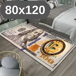 Стильний та зносостійкий килим для дому "100 доларів Bitcoin "80х120" KT8000206