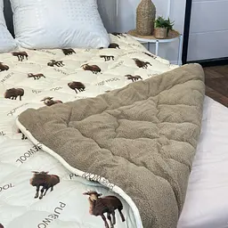 Ковдра полуторна відкрита двостороння з вовни Arda Pure Wool 21439 150х210 см капучино