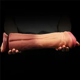 Фалоімітатор LoveToy Dual Layered Silicone Cock 12" 30 см коричневий - мініатюра 5