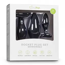 Анальні пробки набір секс-іграшок Easytoys ET26828 — силіконові, чорні, 3 розміри для поступової гри - мініатюра 4