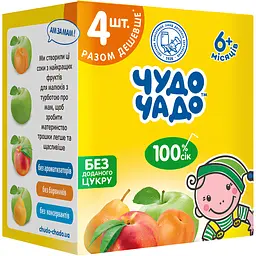 Упаковка соку Чудо-чадо Яблуко-абрикос + Яблуко + Яблуко-персик + Яблуко-груша 4.8 л (4 шт. по 200 мл x 6 шт.) - мініатюра 2
