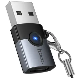 Перехідник Hoco UA46B USB Male to Type-C Female USB3.0 Metal gray - мініатюра 3