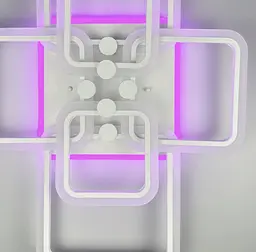 Світлодіона LED люстра на 2+2+2 ріжки квадратної форми Line.F RGB підсвітка є - мініатюра 3