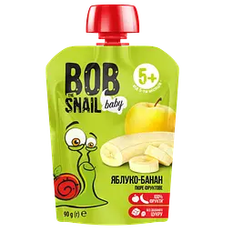 Набір фруктового пюре Bob Snail: Яблуко-Груша + Яблуко-Малина + Яблуко-банан 540 г (6 шт. х 90 г) - мініатюра 3
