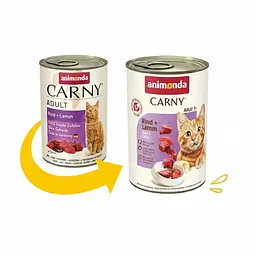 Вологий корм для кішок Animonda Carny Adult Beef + Lamb з яловичиною та ягнятим 400 г (арт.AM-83721) - мініатюра 2