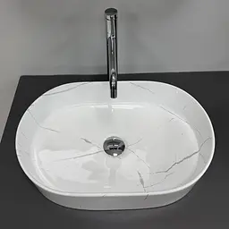 Умивальник VBI Verona накладний 50x34 см marble white glossy VBI-011330 - мініатюра 3