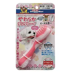 DoggyMan Toothbrush Semi-soft Dental доггімен зубна щітка жувальна іграшка для собак Персик