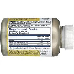 Дієтична добавка Solaray Calcium Bisglycinate with Vitamin D-3 1000 мг 120 вегетаріанських капсул - мініатюра 3