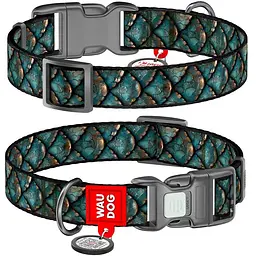Нашийник для собак нейлоновий Waudog Nylon з QR адресником Луска S1.5х25-35 см