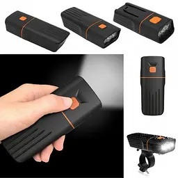 Велоліхтар + габарит QX-T3306 (3xXML-T6 + габарит-6SMD) + PowerBank + microUSB (3 режими та 4 режими) - мініатюра 7