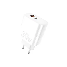 Зарядний пристрій WUW C208 1xUSB-C PD 30 Вт + 1xUSB QC 3.0 18 Вт білий (6972573333417) - мініатюра 1