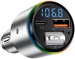 Автомобільний зарядний пристрій Proove FM Launcher Power Drive 30W (PD+QC3.0) Type-C+USB silver (FMPD30110006) - мініатюра 3