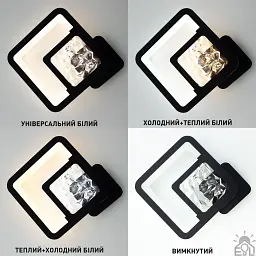 Керований cвітлодіодний світильник бра TETRA ICE 13 Вт S 288х252х46 мм Чорний ESLLSE - мініатюра 4
