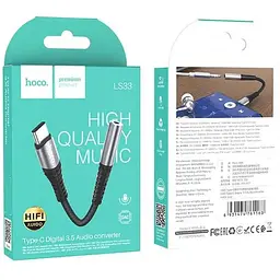 Перехідник Hoco Type-C Digital 3.5 Audio converter DAC LS33 0.12 м чорно сірий - мініатюра 6