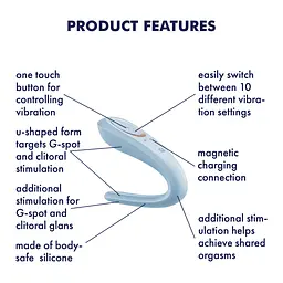 Вібратор для пар Satisfyer Double Classic Light Blue з одним моторчиком - мініатюра 6