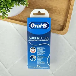 Зубна нитка Oral-B Super Floss для брекетів, імплантів і мостів 2в1, 50 ниток