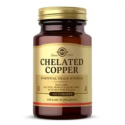 Витамины и минералы Chelated Copper, 100 таблеток Solgar vit0001171