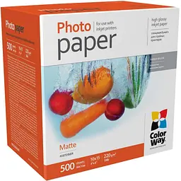 Фотопапір ColorWay 10x15, 220 г, matte, 500 арк. (PM2205004R)