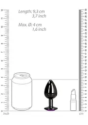 Анальна пробка Ouch! Heart Gem Butt Plug Large, 9.3 см (чорний) - мініатюра 6