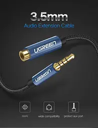 Кабель Ugreen AV118 3.5 mm Male to 3.5 mm Female 1 м Blue (40673) - мініатюра 2