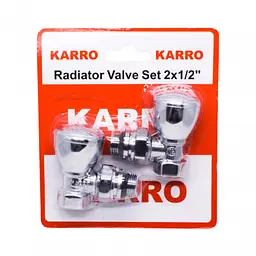 Комплект радіаторних кранів Karro KR319 кутових 1/2" верхні Chrome 30412 - мініатюра 2