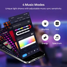Модульный настінний світильник LED RGB 5V соты SAL-011B 6pcs Bluetooth USB with app White - мініатюра 4
