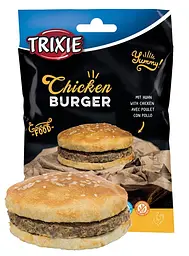 Ласощі для собак Trixie Chicken Burger Бургер з куркою та сиром'ятною шкірою 9 см 140 г (4053032439382)