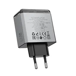 Мережевий зарядний пристрій BOROFONE BN22 Lena PD65W(2C1A) charger(EU) Metal Gray (6941991114601) - мініатюра 5