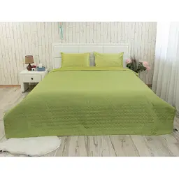 Покривало Руно двостороннє декоративне Velour Green banana зигзаг 220х240 см - мініатюра 2