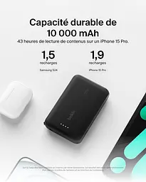 Belkin Акумулятор портативний літій-іонний Power Bank 10000мА·год, 20Вт, з інтегрованим кабелем USB-C, чорний - мініатюра 3