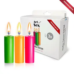 Набір воскових свічок Art of Sex size S, 10 см (3 шт), низькотемпературні, люмінісцентні Art of Sex SO5961 95358 - мініатюра 1