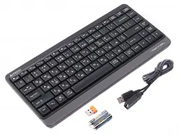 Клавіатура бездротова A4Tech FBK11 Fstyler, Black/Grey, Bluetooth/USB 2.4GHz, компактний розмір, 12 мультимедійних кнопок, захист від бризок, до 4-х пристроїв, 2xAAA, UA/RU/US - мініатюра 2