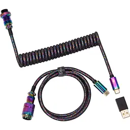 Кабель Keychron Type-A/Type-C Premium Coiled Aviator Cable-Straight Rainbow Palted black (CAB5_KEYCHRON)